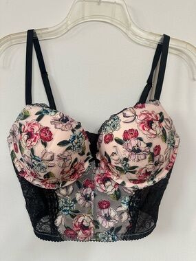 Victoria's Secret Very Sexy floral corset bra Embroidered & Lace 36D